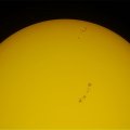 Солнце 2 апреля 2017 года (группа солнечных пятен AR 2644 вверху, AR 2645 - в центре). Ратомка.
